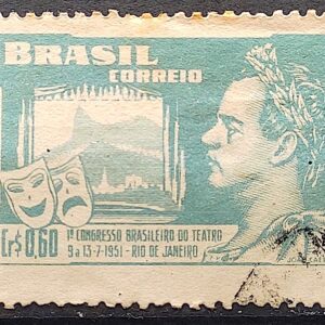 C 265 Selo Congresso Brasileiro de Teatro Joao Caetano dos Santos 1951 Circulado 16