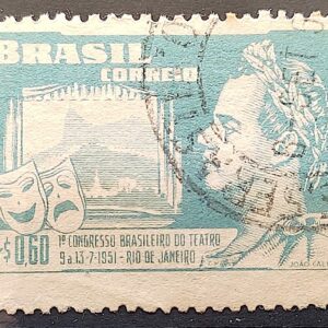 C 265 Selo Congresso Brasileiro de Teatro Joao Caetano dos Santos 1951 Circulado 6