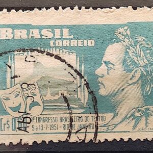 C 265 Selo Congresso Brasileiro de Teatro Joao Caetano dos Santos 1951 Circulado 9