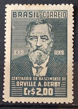 C 266 Selo Centenario Orville Adalbert Derby Geologia Ciencia 1951 2