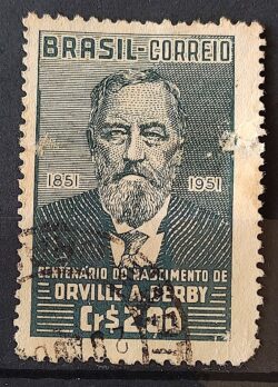 C 266 Selo Centenario Orville Adalbert Derby Geologia Ciencia 1951 Circulado 2