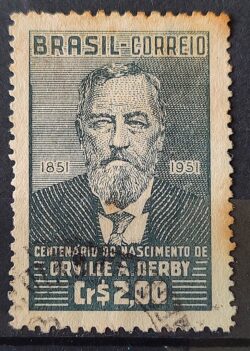 C 266 Selo Centenario Orville Adalbert Derby Geologia Ciencia 1951 Circulado 3