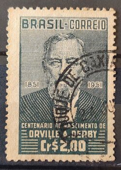 C 266 Selo Centenario Orville Adalbert Derby Geologia Ciencia 1951 Circulado 4