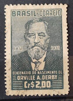 C 266 Selo Centenario Orville Adalbert Derby Geologia Ciencia 1951 Circulado 5