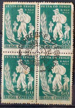 C 272 Selo Campanha Nacional do Trigo 1951 Quadra CPD SC