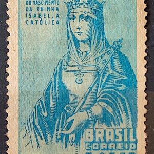 C 274 Selo 5 Centenario Rainha Isabel de Espanha Religiao 1952