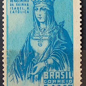 C 274 Selo 5 Centenario Rainha Isabel de Espanha Religiao 1952 Circulado 2