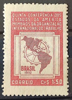 C 276 Selo 5 Conferencia Organizacao Internacional do Trabalho OIT Mapa Economia 1952