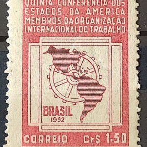 C 276 Selo 5 Conferencia Organizacao Internacional do Trabalho OIT Mapa Economia 1952 1