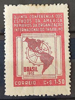 C 276 Selo 5 Conferencia Organizacao Internacional do Trabalho OIT Mapa Economia 1952 2