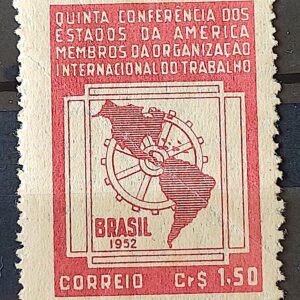 C 276 Selo 5 Conferencia Organizacao Internacional do Trabalho OIT Mapa Economia 1952 2