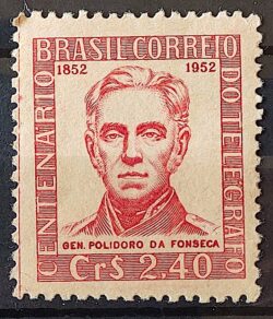 C 278 Selo Centenario do Telegrafo Eletrico no Brasil General Polidoro da Fonseca Militar Comunicacao 1952 1