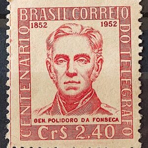 C 278 Selo Centenario do Telegrafo Eletrico no Brasil General Polidoro da Fonseca Militar Comunicacao 1952 1