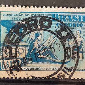 C 282 Selo Aniversario do Fluminense Futebol Clube 1952 Circulado 1