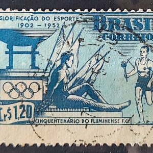 C 282 Selo Aniversario do Fluminense Futebol Clube 1952 Circulado 11