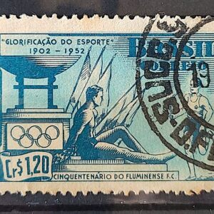 C 282 Selo Aniversario do Fluminense Futebol Clube 1952 Circulado 12