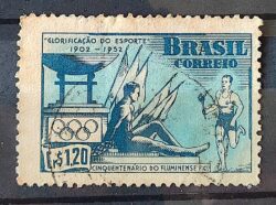 C 282 Selo Aniversario do Fluminense Futebol Clube 1952 Circulado 13