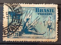 C 282 Selo Aniversario do Fluminense Futebol Clube 1952 Circulado 2