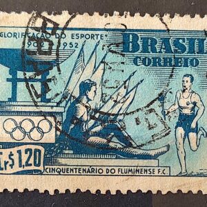 C 282 Selo Aniversario do Fluminense Futebol Clube 1952 Circulado 3
