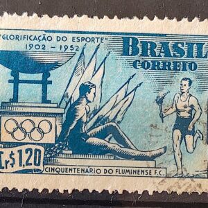 C 282 Selo Aniversario do Fluminense Futebol Clube 1952 Circulado 4