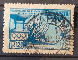 C 282 Selo Aniversario do Fluminense Futebol Clube 1952 Circulado 5