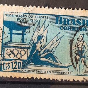 C 282 Selo Aniversario do Fluminense Futebol Clube 1952 Circulado 7