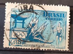 C 282 Selo Aniversario do Fluminense Futebol Clube 1952 Circulado 8