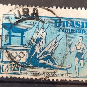 C 282 Selo Aniversario do Fluminense Futebol Clube 1952 Circulado 8