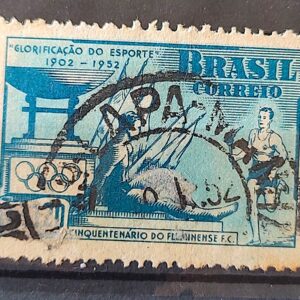 C 282 Selo Aniversario do Fluminense Futebol Clube 1952 Circulado 9
