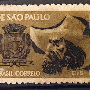 C 291 Selo 4 Centenario de Sao Paulo Brasao Chapeu 1953 Circulado 2