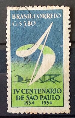 C 295 Selo 4 Centenario de Sao Paulo 1953 Circulado 3