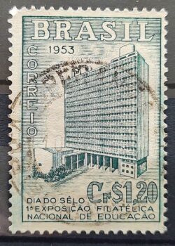 C 303 Selo Exposicao Filatelica Nacional de Educacao 1953 Circulado 1