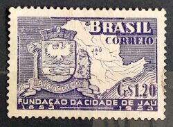 C 304 Selo Centenario de Jau Brasao Mapa 1953
