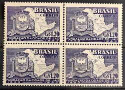 C 304 Selo Centenario de Jau Brasao Mapa 1953 Quadra