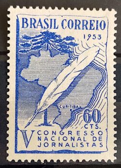 C 312 Selo Congresso Nacional de Jornalistas Mapa Curitiba 1953