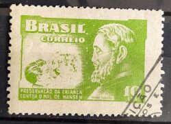 C 323 Selo Campanha Contra o Mal de Hansen Padre Damiao Religiao Saude 1953 Circulado 1