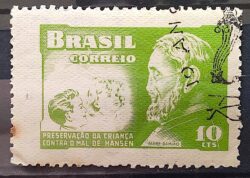 C 323 Selo Campanha Contra o Mal de Hansen Padre Damiao Religiao Saude 1953 Circulado 4