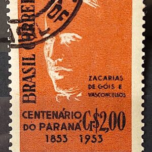 C 325 Selo Centenario do Parana Zacarias de Gois e Vasconcellos Personalidade 1954 Circulado 1