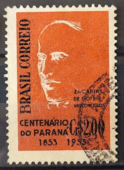 C 325 Selo Centenario do Parana Zacarias de Gois e Vasconcellos Personalidade 1954 Circulado 2