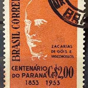 C 325 Selo Centenario do Parana Zacarias de Gois e Vasconcellos Personalidade 1954 Circulado 3
