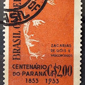 C 325 Selo Centenario do Parana Zacarias de Gois e Vasconcellos Personalidade 1954 Circulado 5