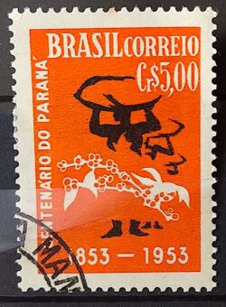 C 326 Selo Centenario do Parana Cafe Bebida 1953 Circulado 1