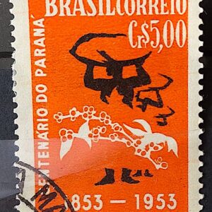 C 326 Selo Centenario do Parana Cafe Bebida 1953 Circulado 1