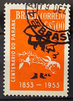 C 326 Selo Centenario do Parana Cafe Bebida 1953 Circulado 2