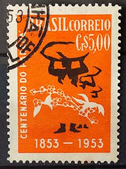 C 326 Selo Centenario do Parana Cafe Bebida 1953 Circulado 3