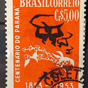 C 326 Selo Centenario do Parana Cafe Bebida 1953 Circulado 4
