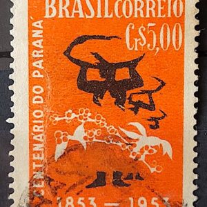 C 326 Selo Centenario do Parana Cafe Bebida 1953 Circulado 5