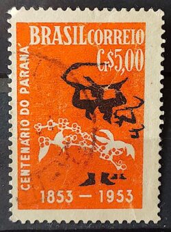 C 326 Selo Centenario do Parana Cafe Bebida 1953 Circulado 6