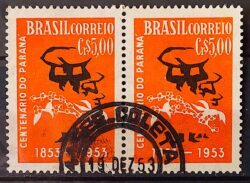 C 326 Selo Centenario do Parana Cafe Bebida 1953 Circulado Dupla 4