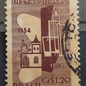 C 328 Selo 4 Centenario de Sao Paulo Igreja Religiao 1954 Circulado 2